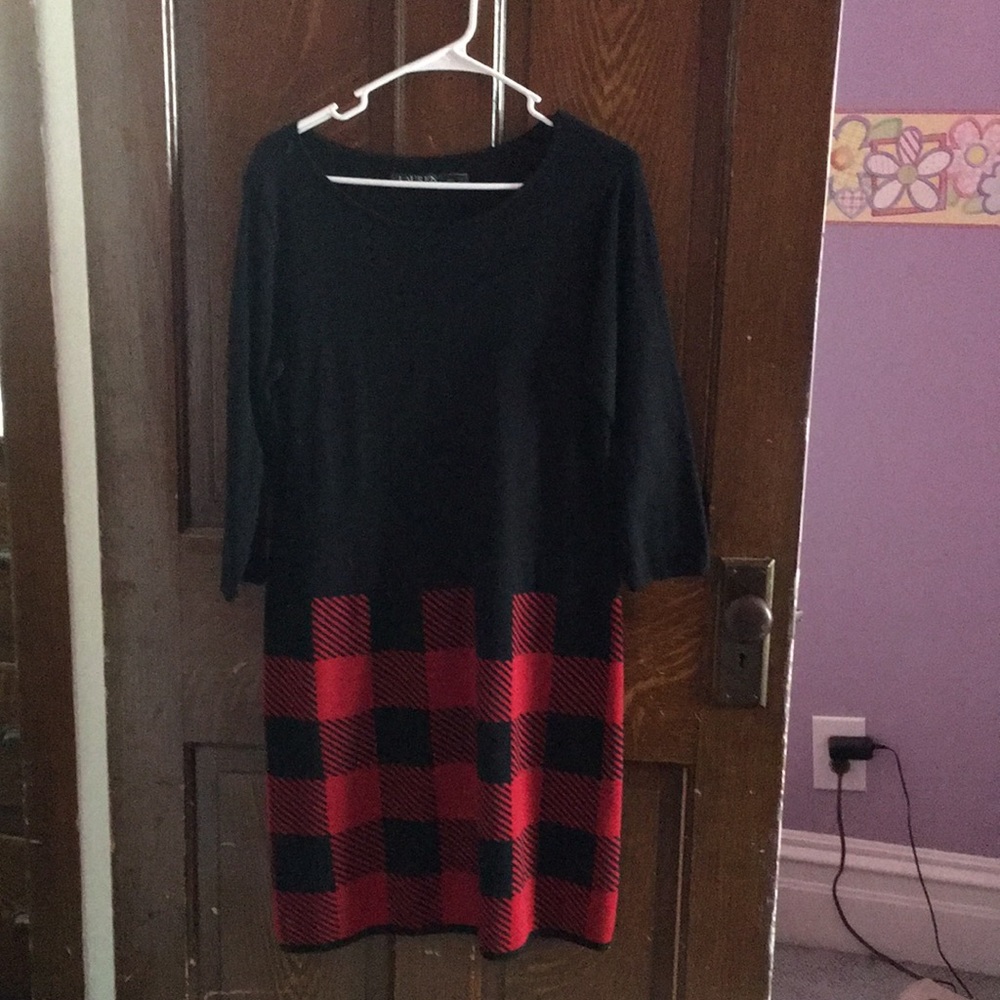 A partially checkered dress